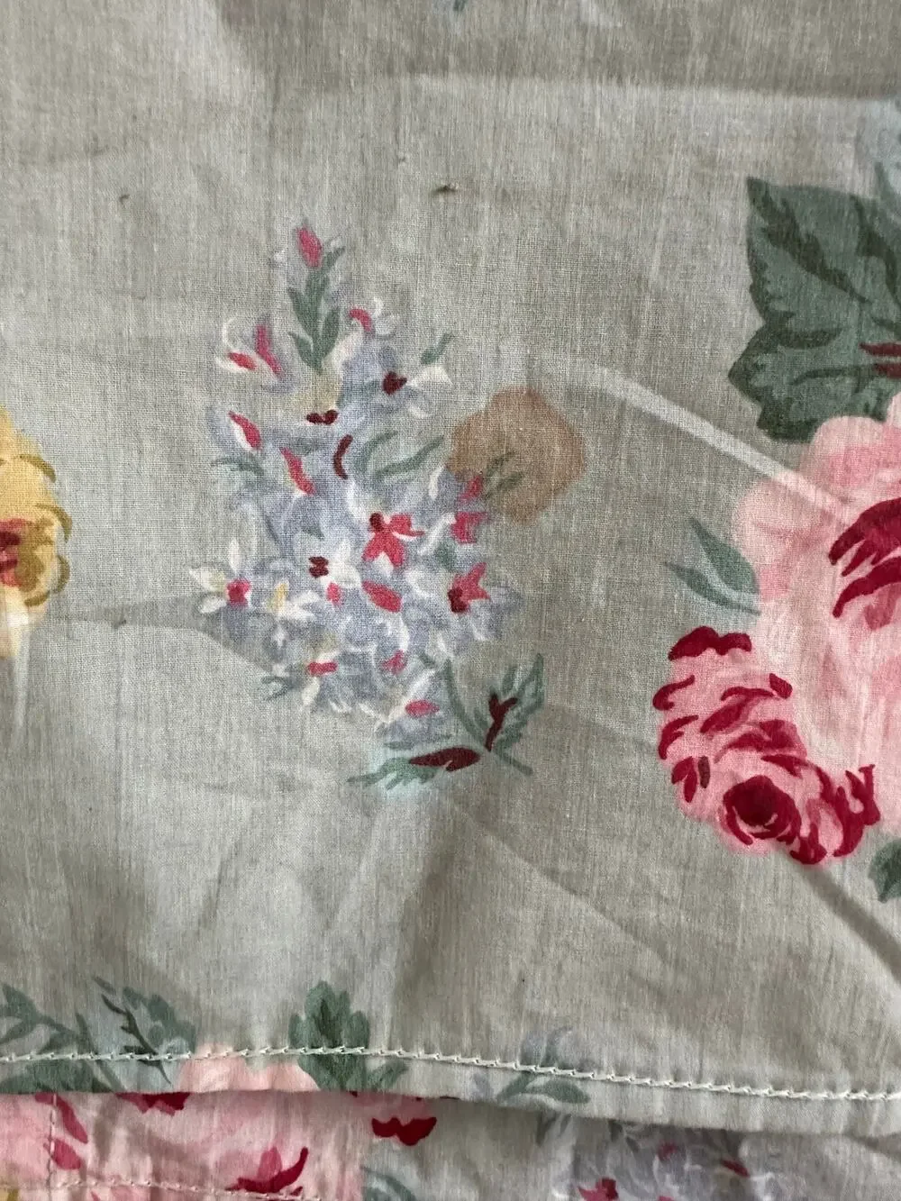 Ralph Lauren Cottage Lane Rose Floral Green Pink Rose Twin Flat Sheet 62x96”